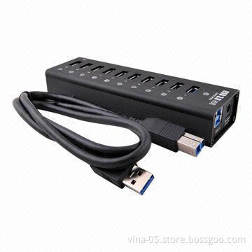 10-port USB 3.0 hub with 12V, 5A power supply